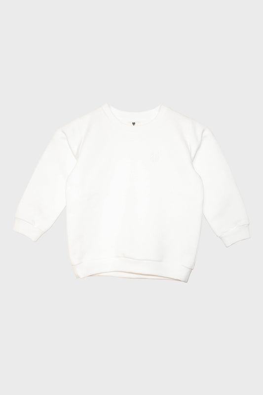 Kid’s One Wolf sweater, off white with white logo