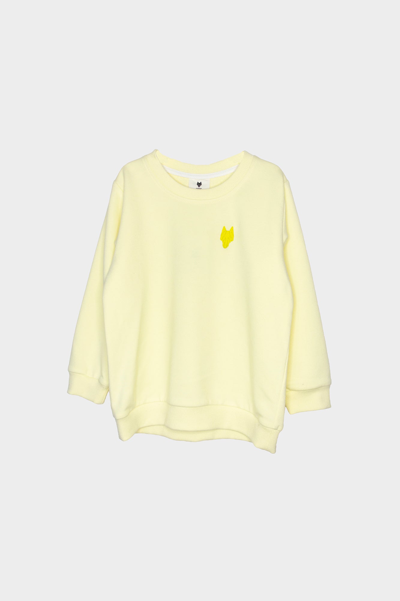 Kid’s sweater One Wolf, yellow with yellow logo (not brushed)